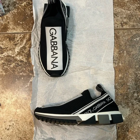 Dolce & Gabbana Black and White Slip-On Sneakers - Picture 2 of 8